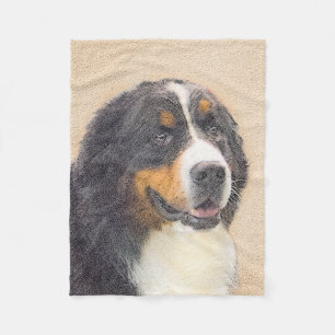 Bernese Mountain-målning - Original Hund Art Fleecefilt