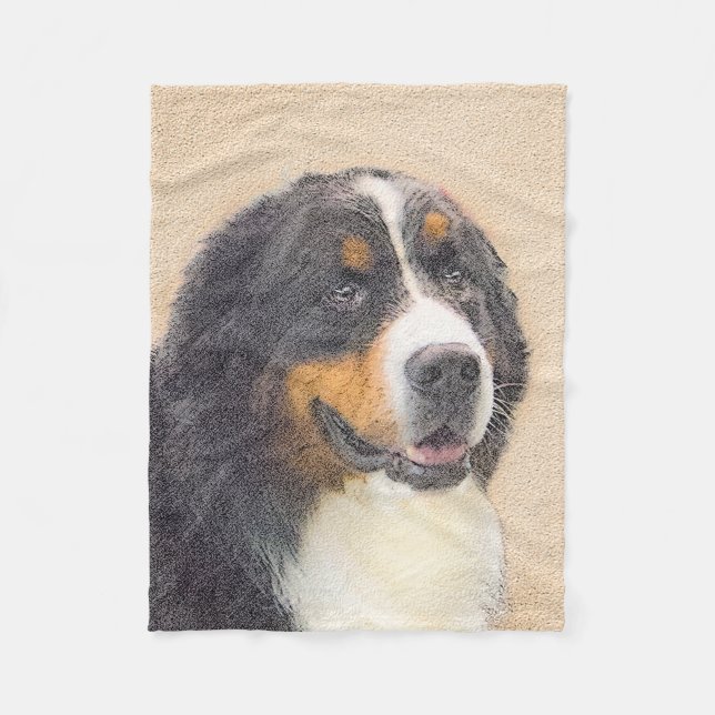 Bernese Mountain-målning - Original Hund Art Fleecefilt (Framsidan)