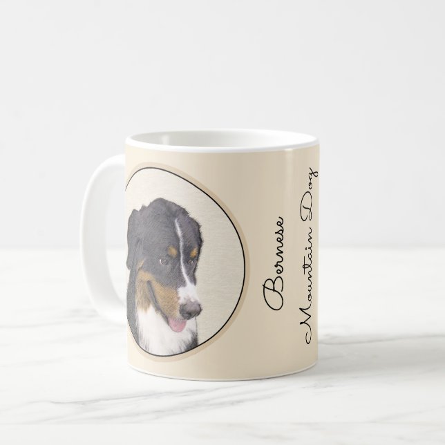 Bernese Mountain-målning - Original Hund Art Kaffemugg (Framsida vänster)