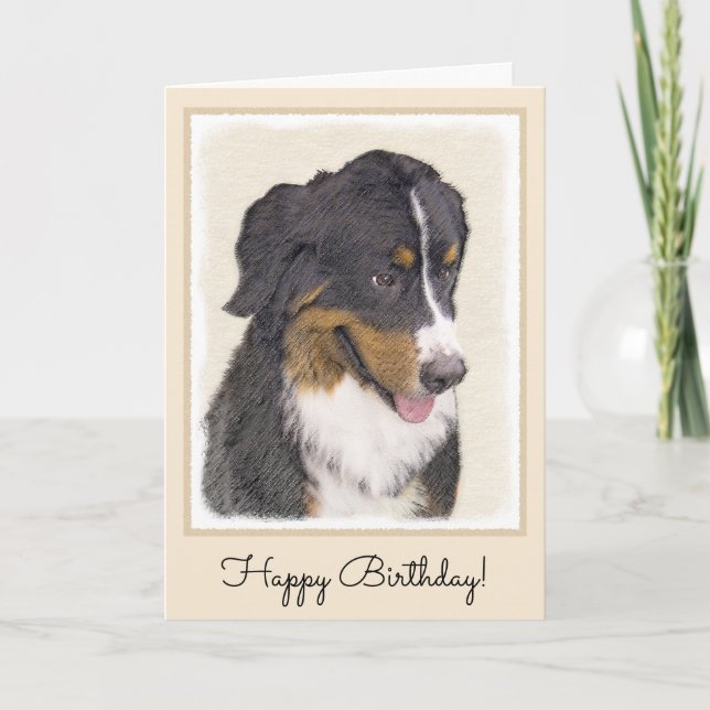 Bernese Mountain-målning - Original Hund Art Kort (Framsida)