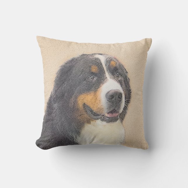 Bernese Mountain-målning - Original Hund Art Kudde (Framsida)