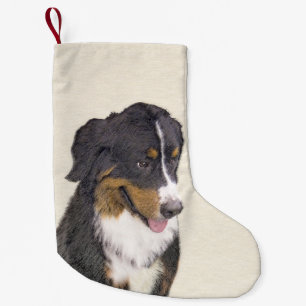 Bernese Mountain-målning - Original Hund Art Liten Julstrumpa