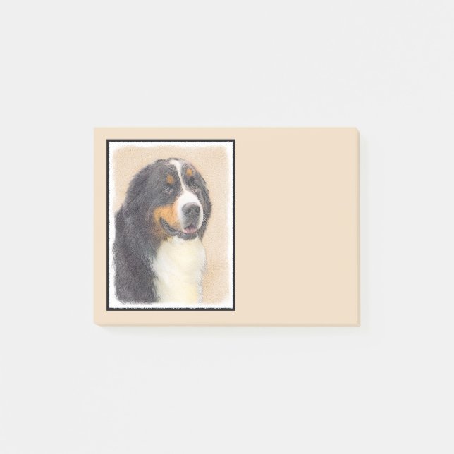 Bernese Mountain-målning - Original Hund Art Post-it Block (Framsida)