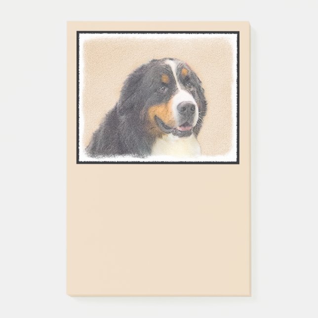 Bernese Mountain-målning - Original Hund Art Post-it Block (Framsida)