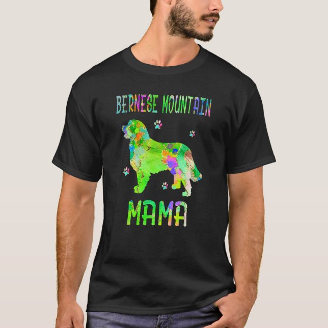Bernese Mountain Mamma Colorful Hund Mamma T Shirt (Framsida)