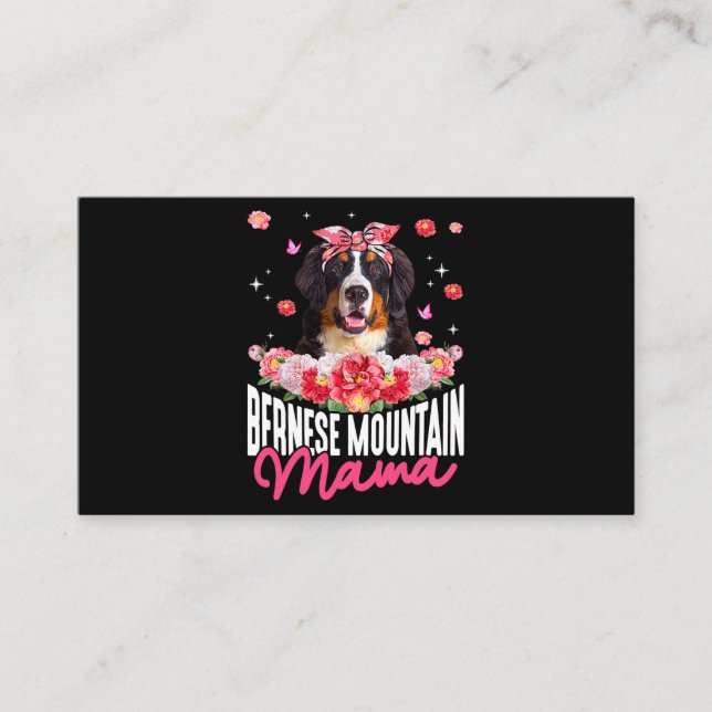 Bernese Mountain Mamma Flower Bandana Hund älskare Visitkort (Framsida)