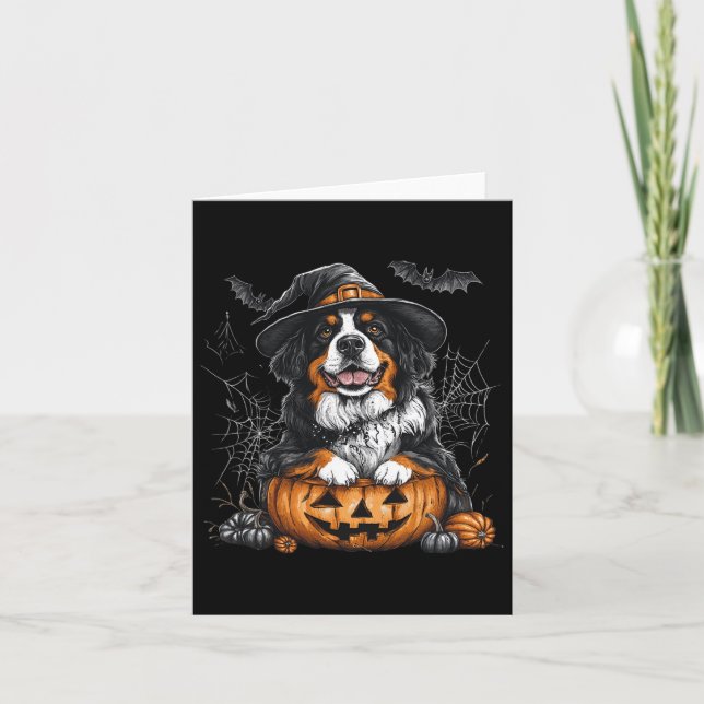 Bernese Mountain Pumpkin Halloween Thanksgiving Me Kort (Framsida)