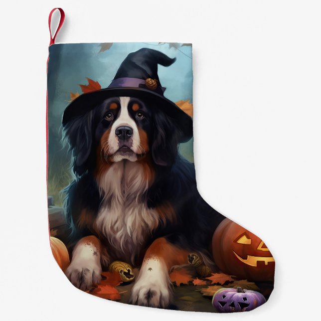 Bernese Mountain Pumpkins Halloween Scary Liten Julstrumpa (Framsidan)