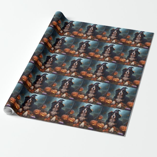 Bernese Mountain Pumpkins Halloween Scary Presentpapper (Utrullad)