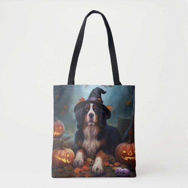 Bernese Mountain Pumpkins Halloween Scary Tygkasse (Framsida)