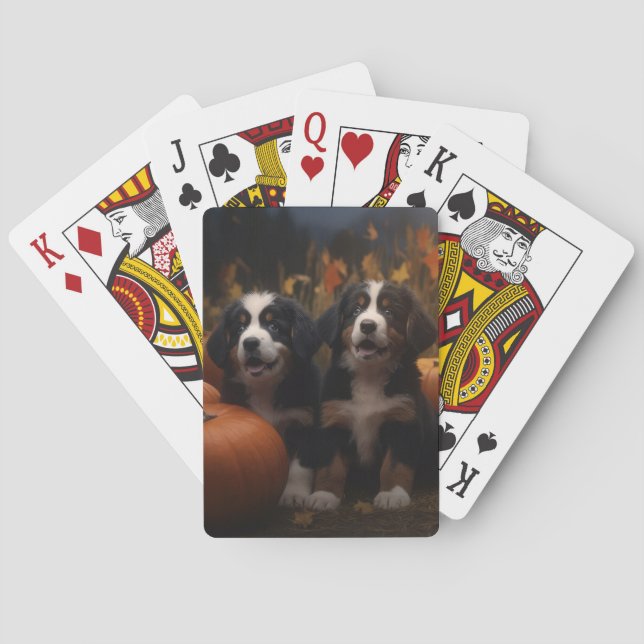 Bernese Mountain Puppy Autumn Delight Pumpkin Casinokort (Baksidan)