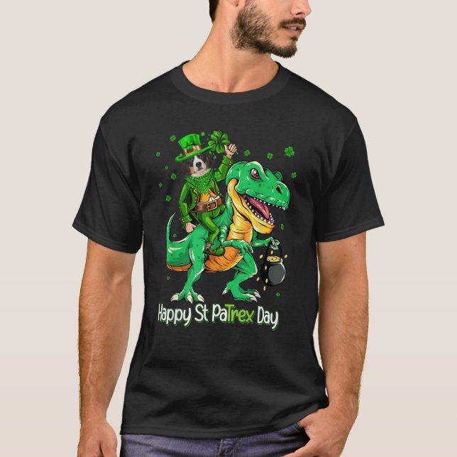 Bernese Mountain Riding Dinosaur Patricks Day Sham T Shirt (Framsida)