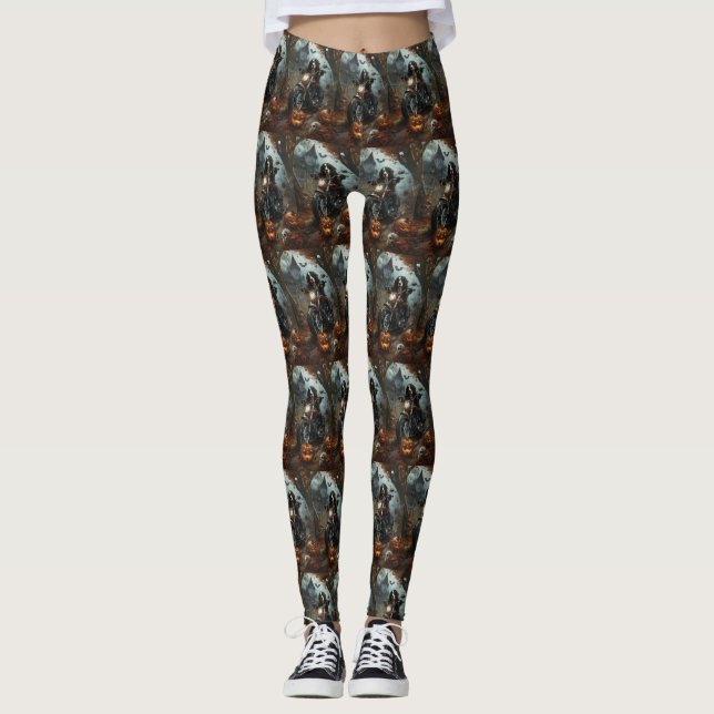 Bernese Mountain Riding Motorcykel Halloween Scary Leggings (Framsida)