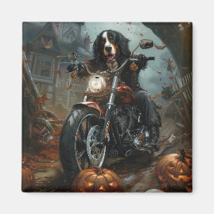 Bernese Mountain Riding Motorcykel Halloween Scary Magnet