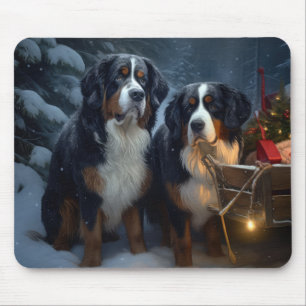 Bernese Mountain Snowy Sleigh Juldekretet Musmatta