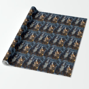 Bernese Mountain Snowy Sleigh Juldekretet Presentpapper