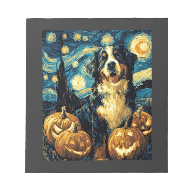 Bernese Mountain Söt Hund Halloween Jack O Lantern Anteckningsblock (Framsida)