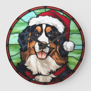 Bernese Mountain Stached Glass jul Stor Klocka