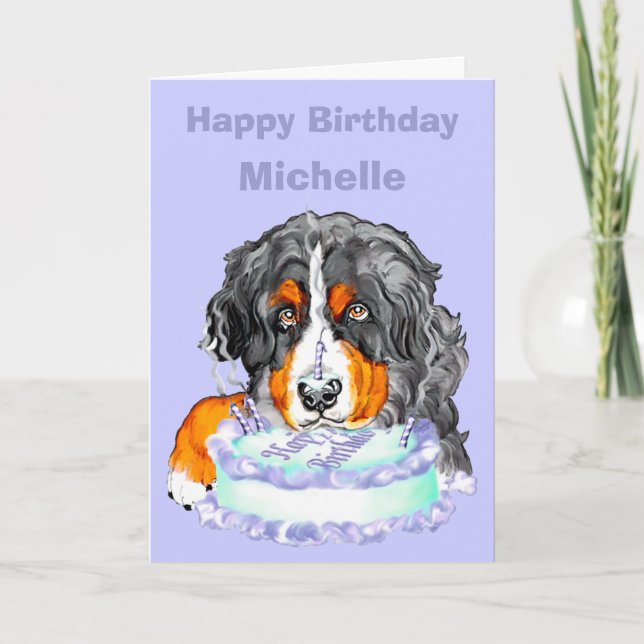 Bernese Mt Hund Birthday CUSTOMIZE Kort (Framsida)