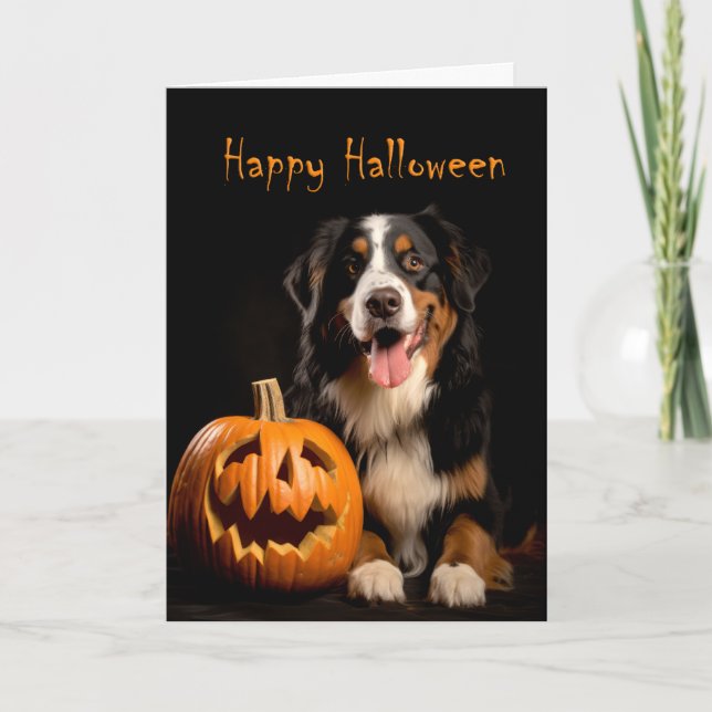 Bernese Mt. Hund Halloween Kort (Framsida)