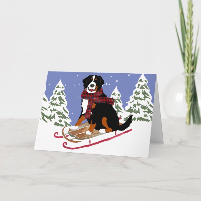 Bernese Mt Hund Sled Helgkort (Framsida)