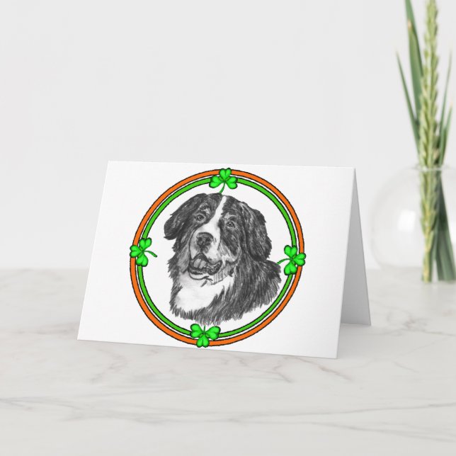 Bernese Mtn Hund St Patricks Kort (Framsida)