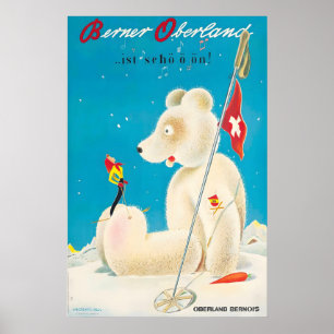 Bernese Oberland Schweiz Vinter Skidposter Poster