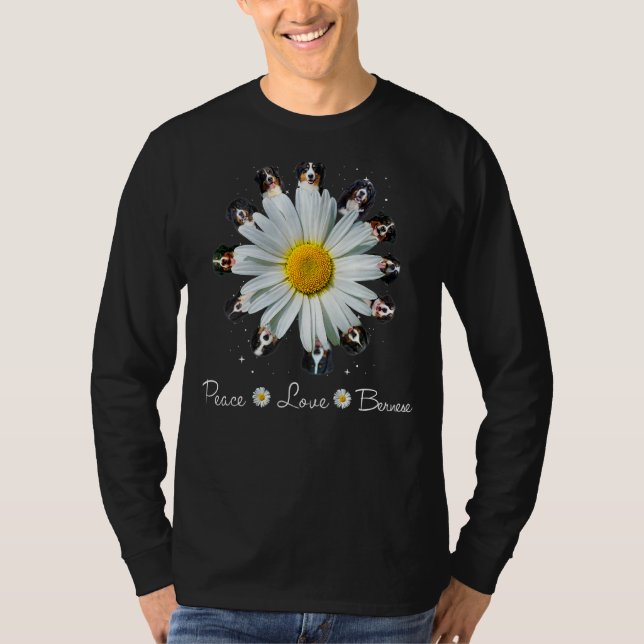Bernese Peace Kärlek Daisy Hund Mamma Bernese Hund T Shirt (Framsida)