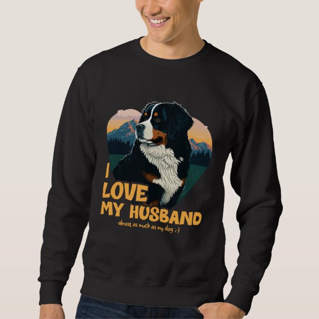 Bernesemountaindog With Heart  I Love My Husband Lång Ärmad Tröja (Framsida)