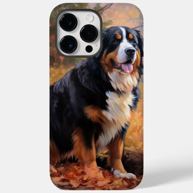 Bernesisk bergshund på höstlöv inspirerar (Baksida)