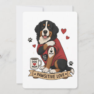 Bernesisk hund med tatuering Illustration I Heart Inbjudningar