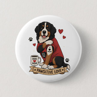 Bernesisk hund med tatuering Illustration I Heart  Knapp