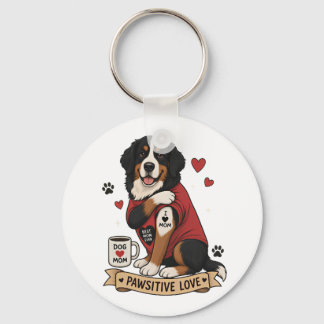 Bernesisk hund med tatuering Illustration I Heart  Nyckelring