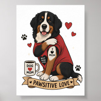 Bernesisk hund med tatuering Illustration I Heart  Poster
