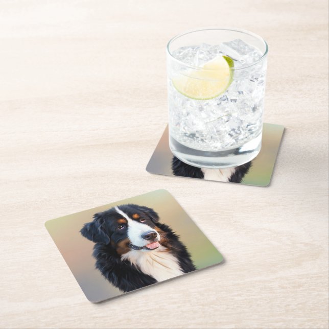 Bernesisk hund underlägg papper kvadrat (Insitu)