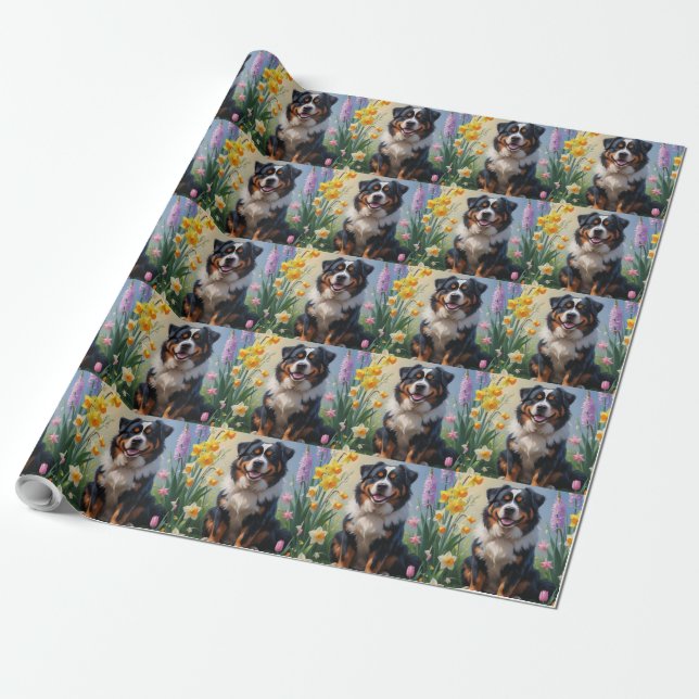 Bernesiska Berg Vårblomster Målning Presentpapper (Utrullad)