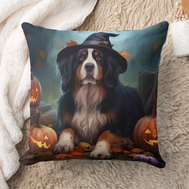 Bernesiska Bergs Pumpa Halloween Skräckinjagande Kudde (Filt)