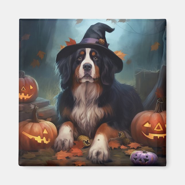 Bernesiska Bergs Pumpafest Halloween Skräcklig Magnet (Framsidan)