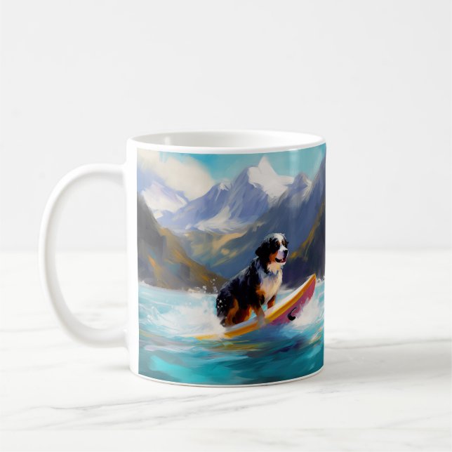 Bernesiska Bergs Strand Surfning Målning Kaffemugg (Vänster)