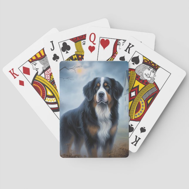 Bernesiska Bergshund Halloween Skräckinjagande Casinokort (Baksidan)