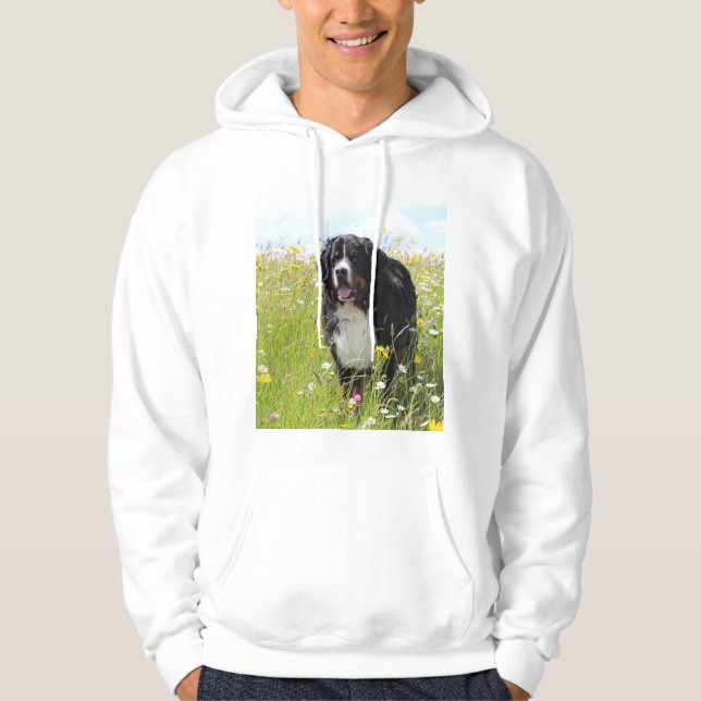 Bernesiskt bergsområde hund i fält hoodie (Framsida)