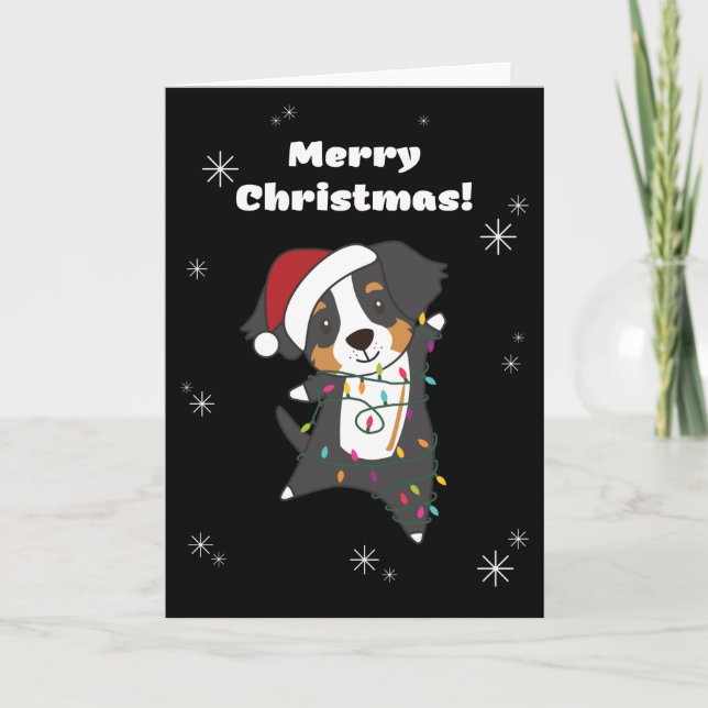 Bernesiskt God Jul Glad Jul Hundar Helgkort (Framsida)