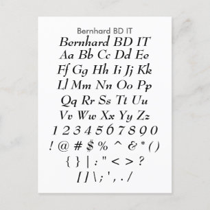 Bernhard BD IT - Zazzle Font Sampler Lakan Vykort