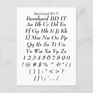 Bernhard BD IT - Zazzle Font Sampler Lakan Vykort