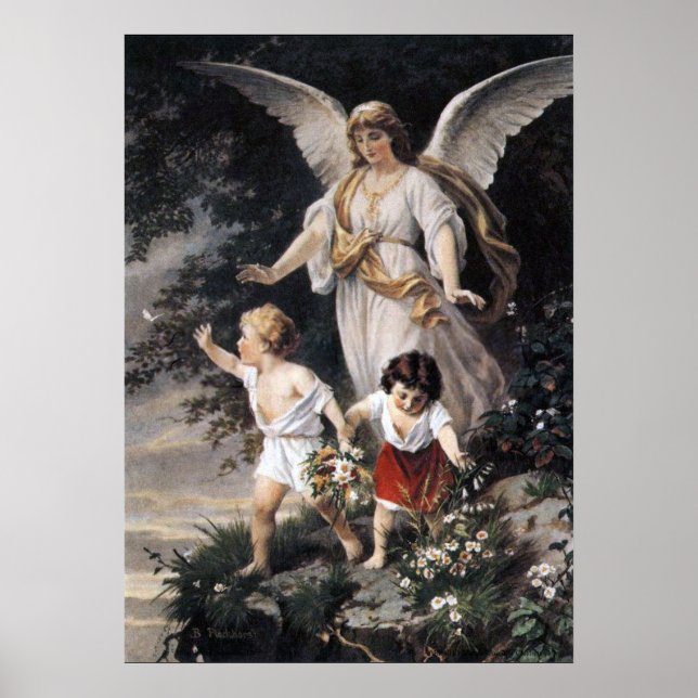 Bernhard Plockhorst - Skriv ut Guardian Angel Poster (Framsidan)