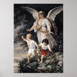 Bernhard Plockhorst - Utskrift av Guardian Angel Poster