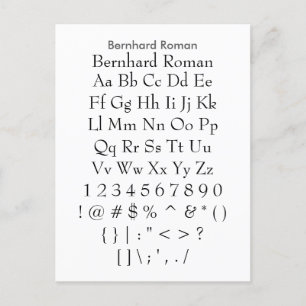 Bernhard Roman - Zazzle Font Sampler Lakan Vykort