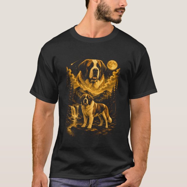 Bernhardiner ylande måne t shirt (Framsida)