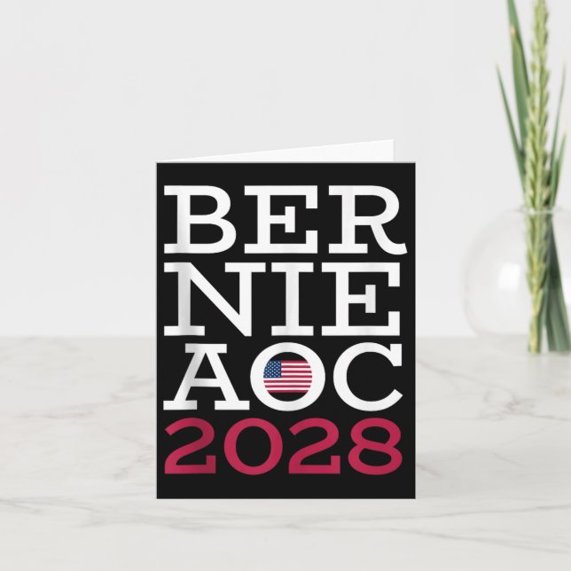 Bernie Aoc 2028 Kampanj - Fight Oligarchy Patriot Kort (Framsida)