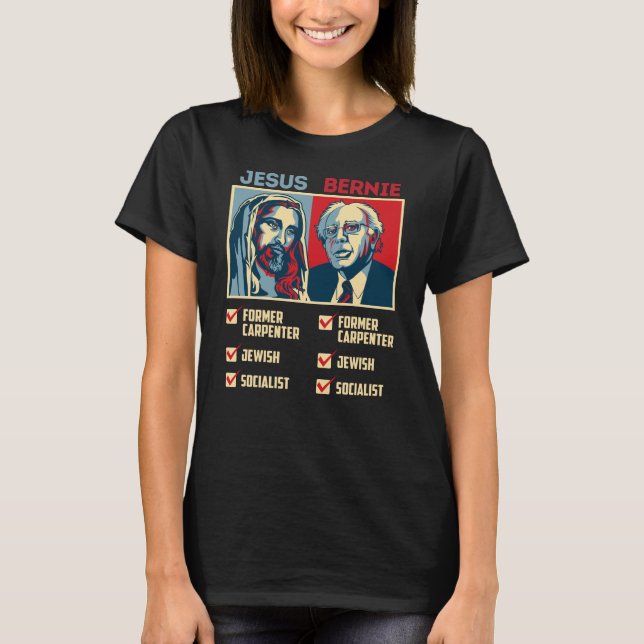 Bernie for President 2020 Jesus Religious T Shirt (Framsida)